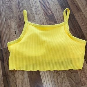 Hollister Yellow Ribbed Swim Top